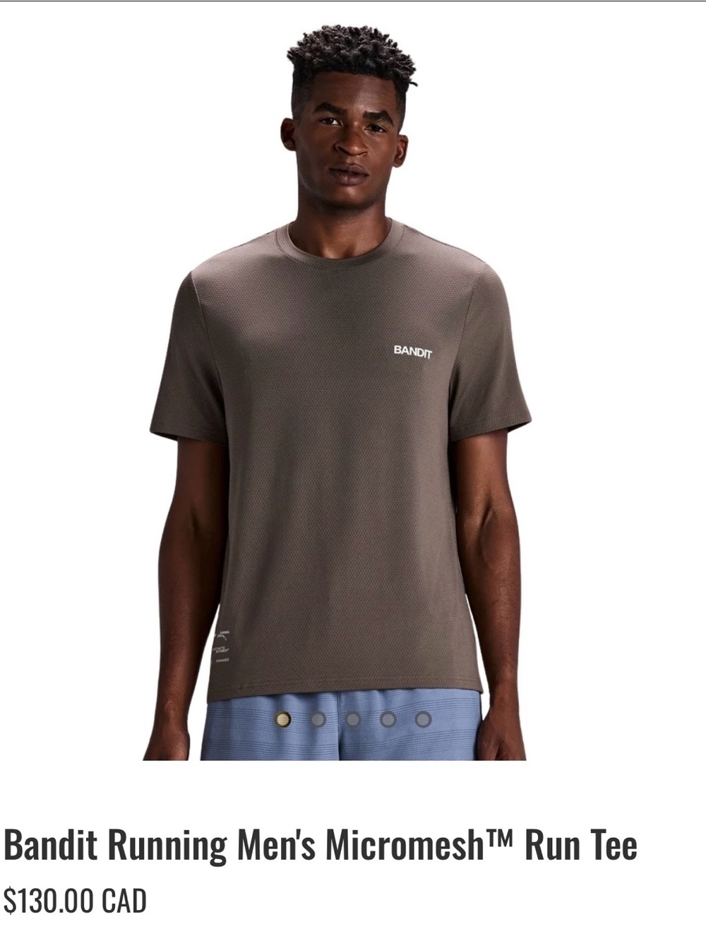 Bandit Running Men’s Micromesh Run Tee Cocoa Size L NWT